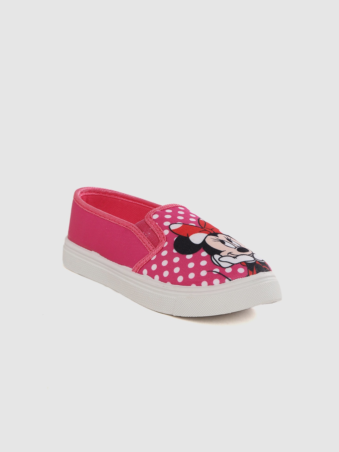 

toothless Girls Pink & White Minnie Mouse Printed Slip-On Sneakers