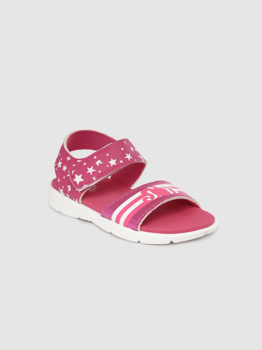 

toothless Girls Pink & White Printed Barbie Open Toe Flats