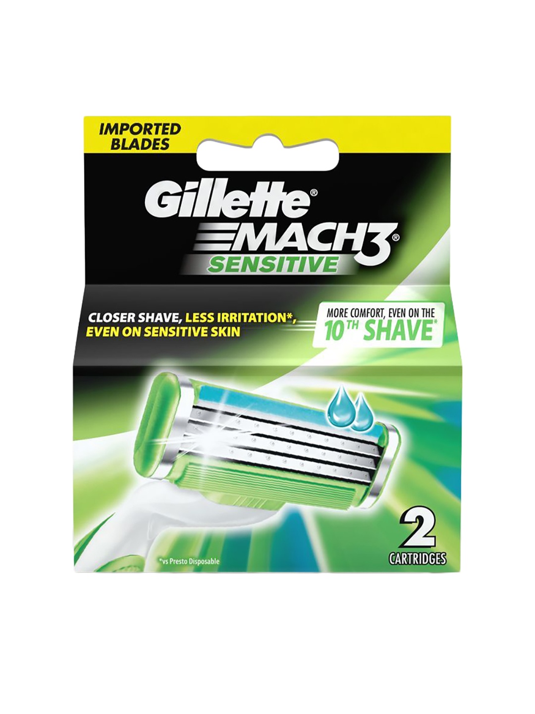 

Gillette Men Set of 2 MACH3 Sensitive Manual Shaving Razor Blade Cartridges, Black