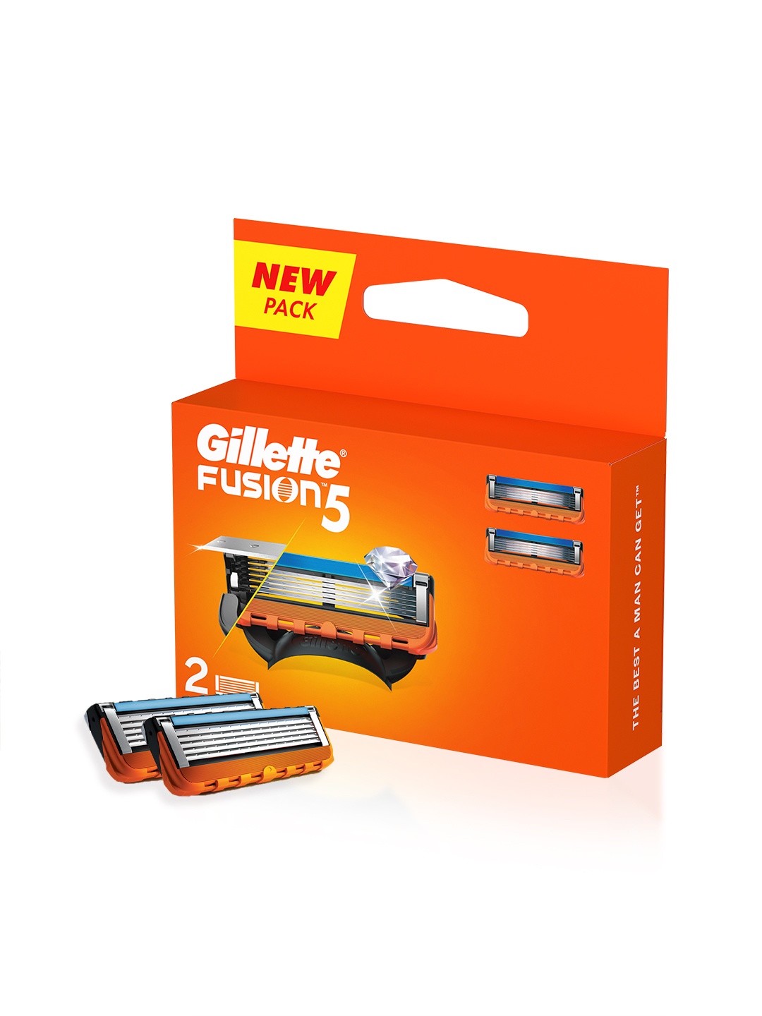 

Gillette Men Fusion Manual Shaving Pack of 2 Razor Blades Cartridges, Orange