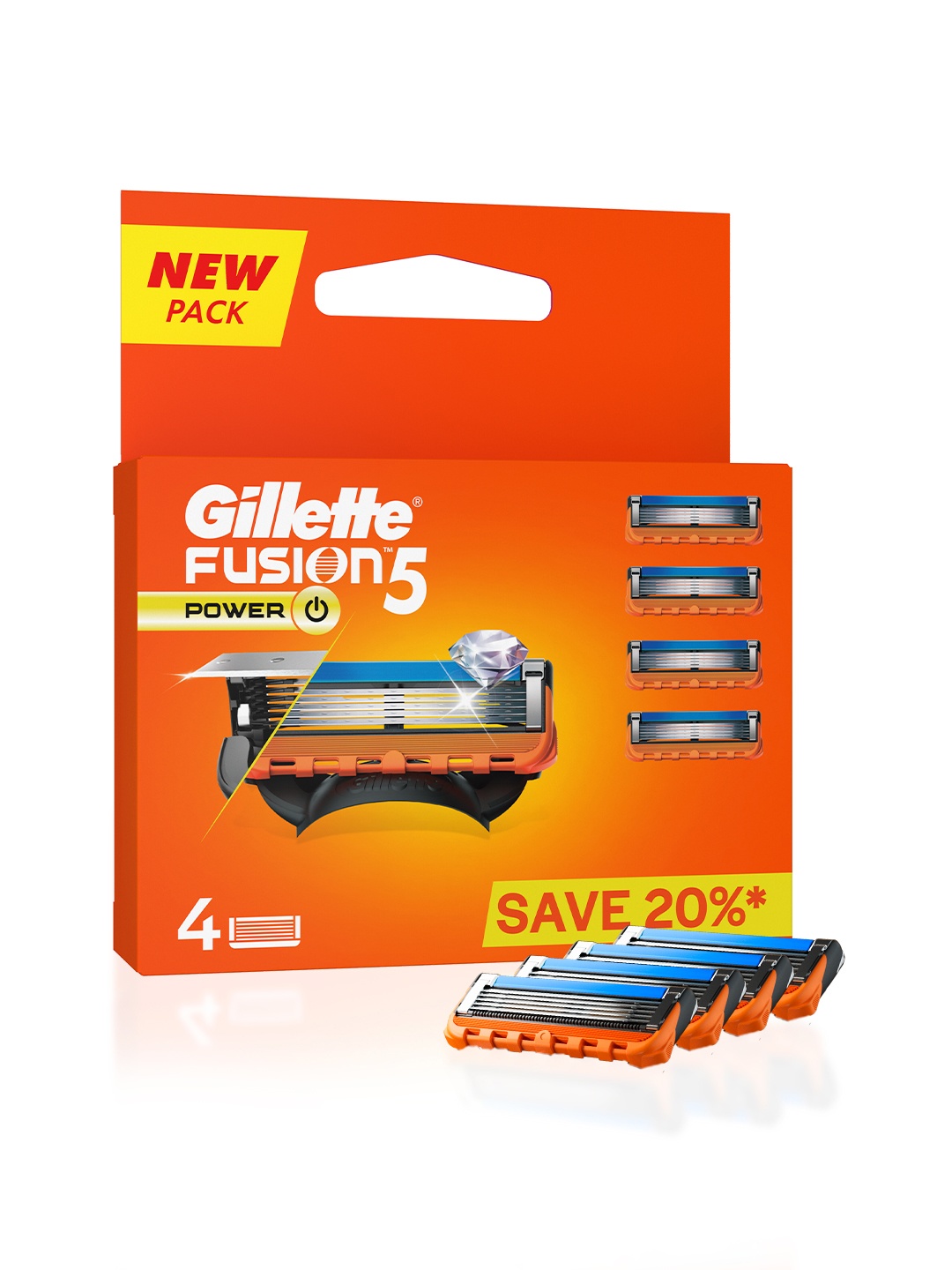 

Gillette Men Set of 4 Fusion Power Shaving Razor Blades, Orange