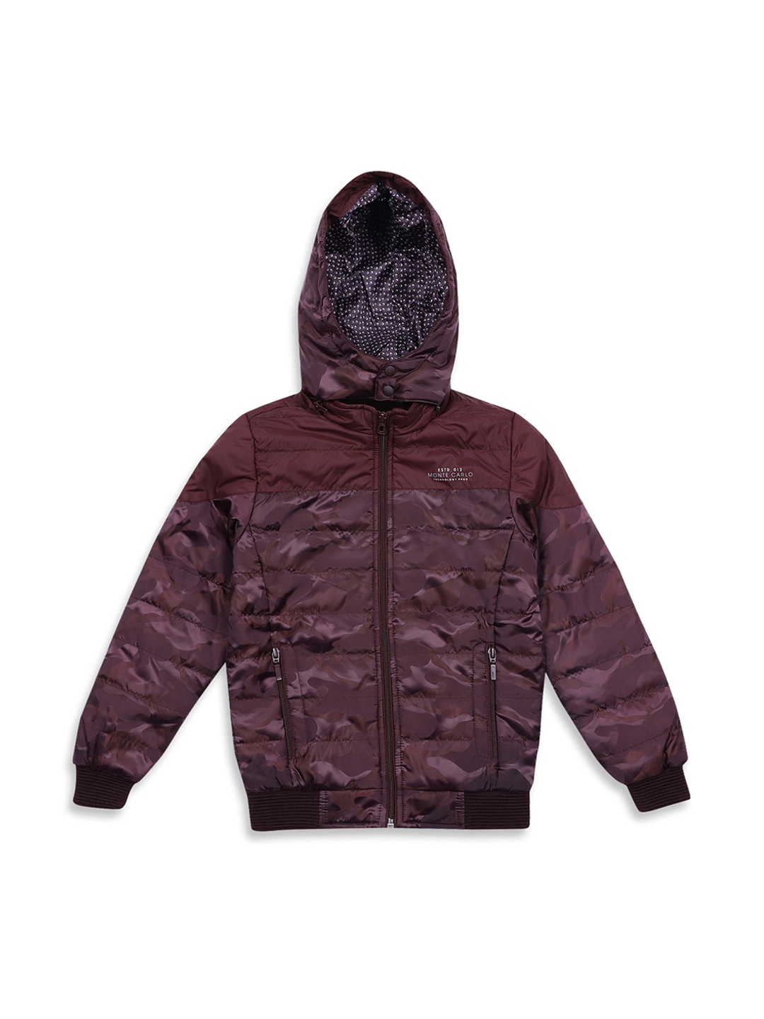 

Monte Carlo Boys Burgundy Camouflage Printed Bomber Jacket
