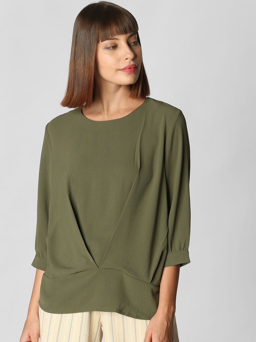 

Vero Moda Women Olive Green Solid Top