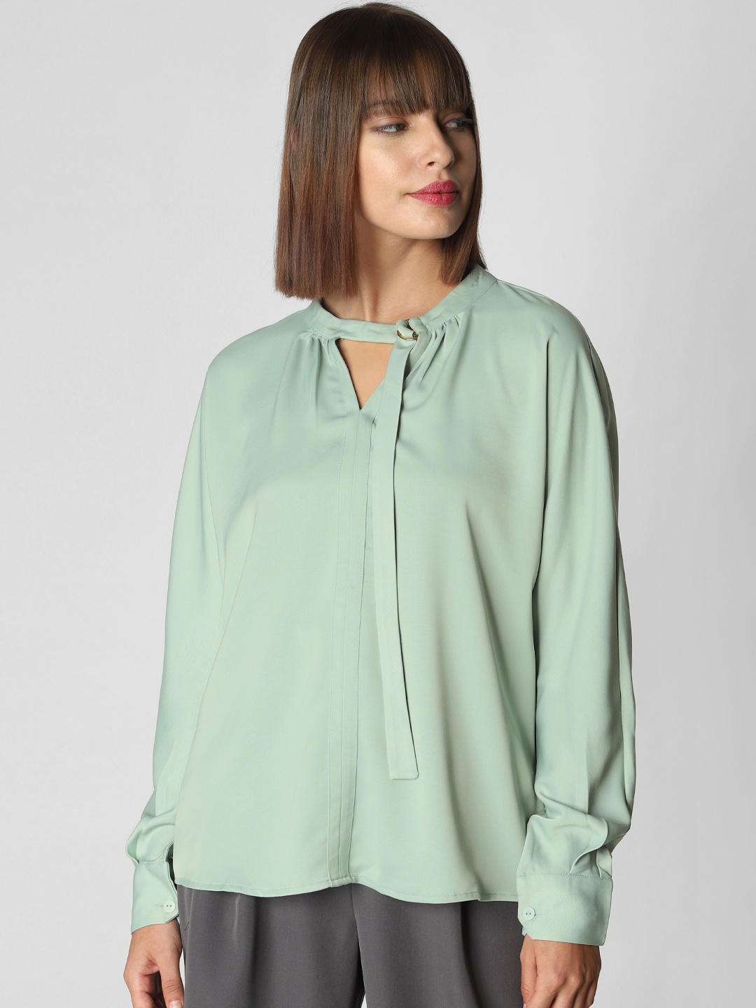 

Vero Moda Women Green Solid Boxy Top