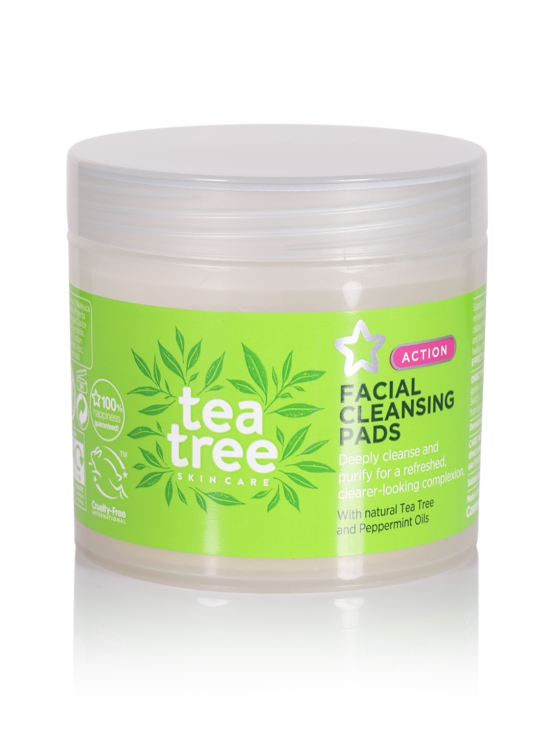 

Superdrug Unisex Tea Tree Facial Cleansing Pads, Green