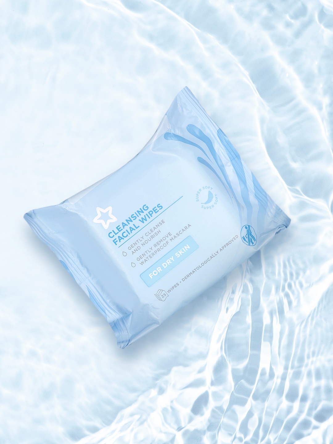 

Superdrug Unisex Dry Skin Cleansing Facial Wipes, Blue