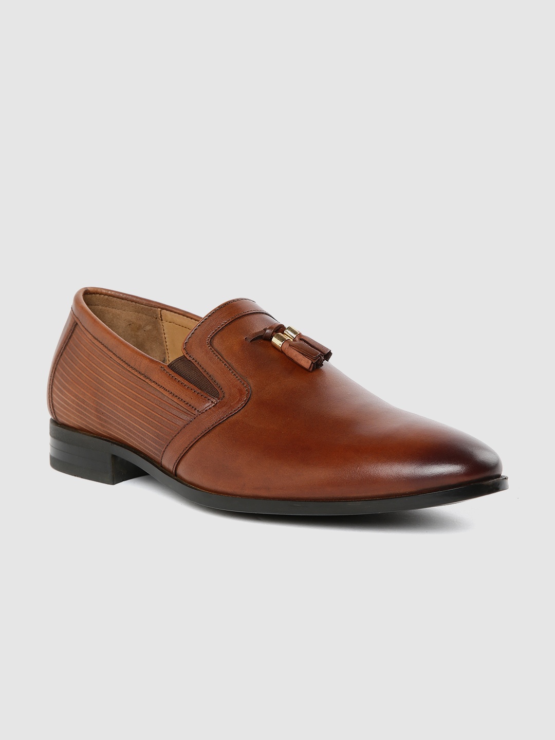 

Louis Philippe Men Tan Brown Solid Leather Semiformal Slip-Ons with Tassels