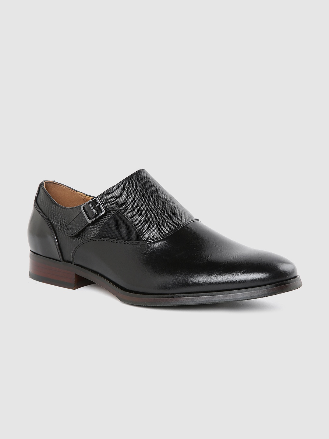 

Louis Philippe Men Black Solid Formal Monks with Textured Detail