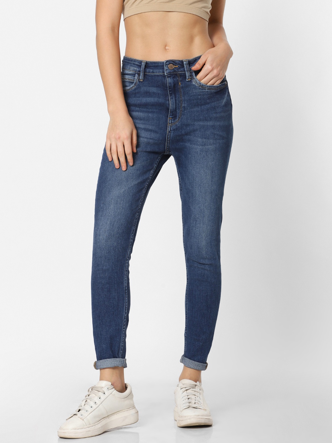 

ONLY Women Blue Skinny Fit Mid-Rise Clean Look Stretchable Jeans