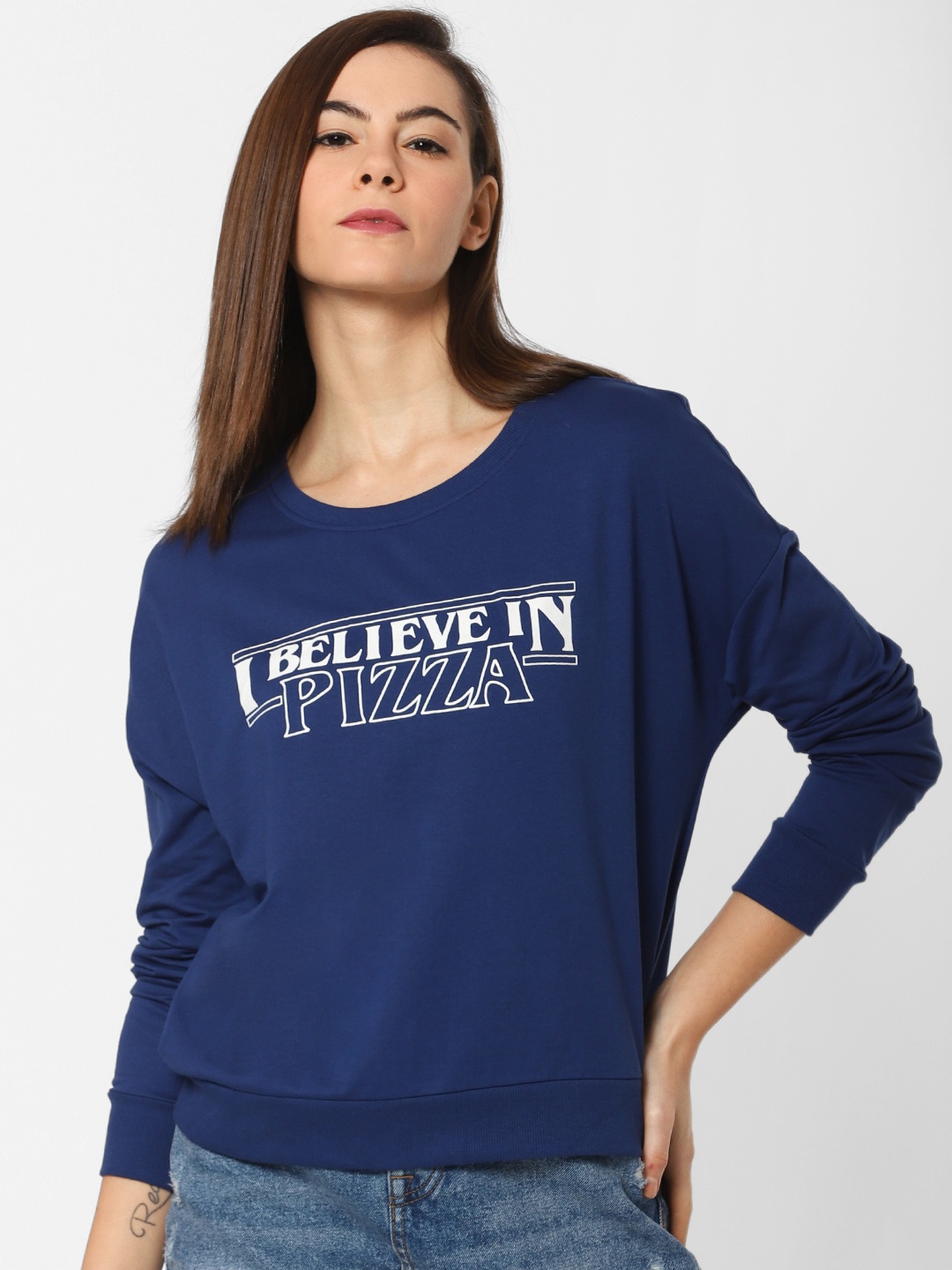 

ONLY Women Navy Blue Printed Sweatshirt