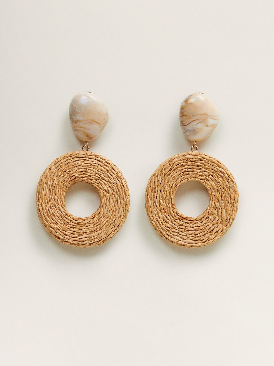 

MANGO Brown Circular Drop Earrings