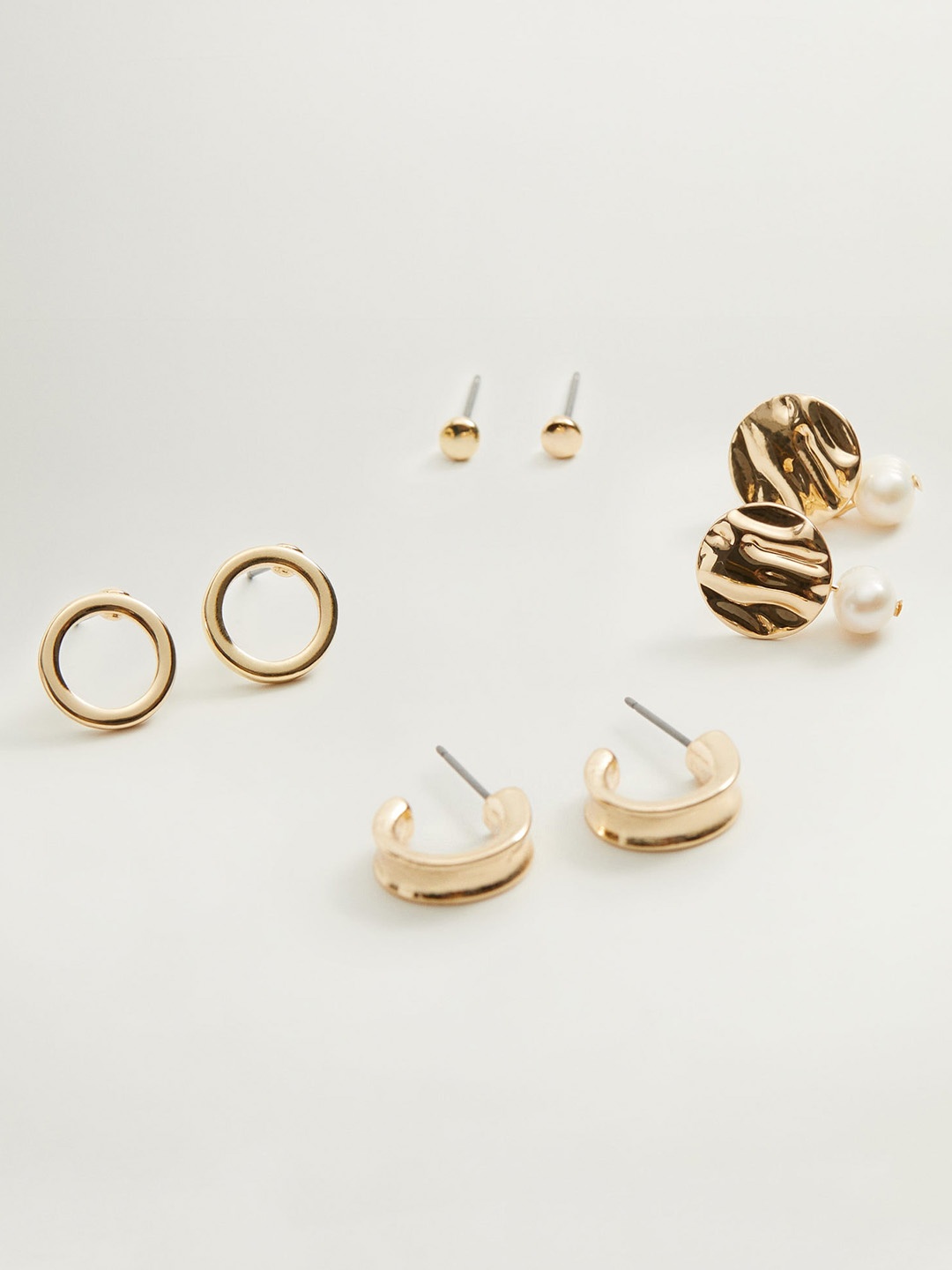 

MANGO Women Set of 4 Gold-Toned Beaded Studs