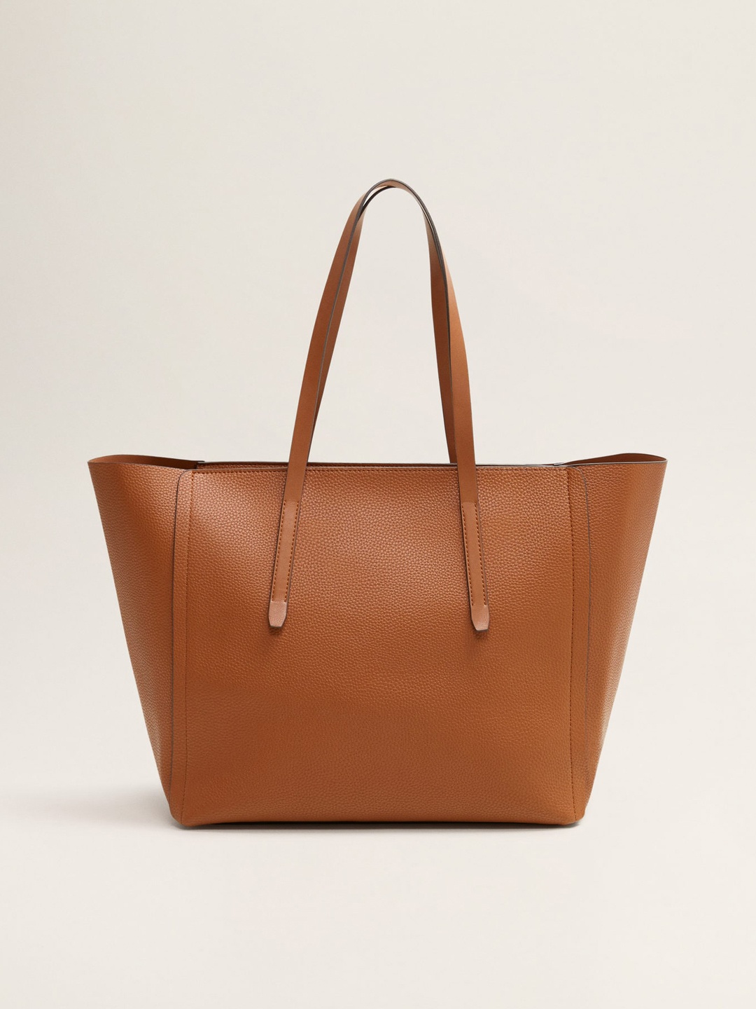 

MANGO Brown Solid Tote Bag