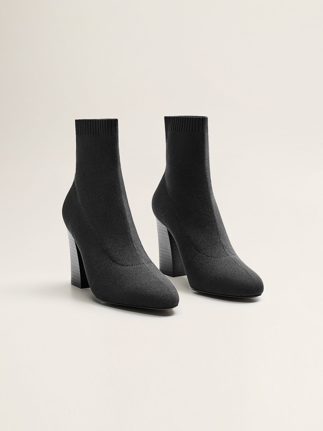 

MANGO Women Black Solid Mid-Top Heeled Boots