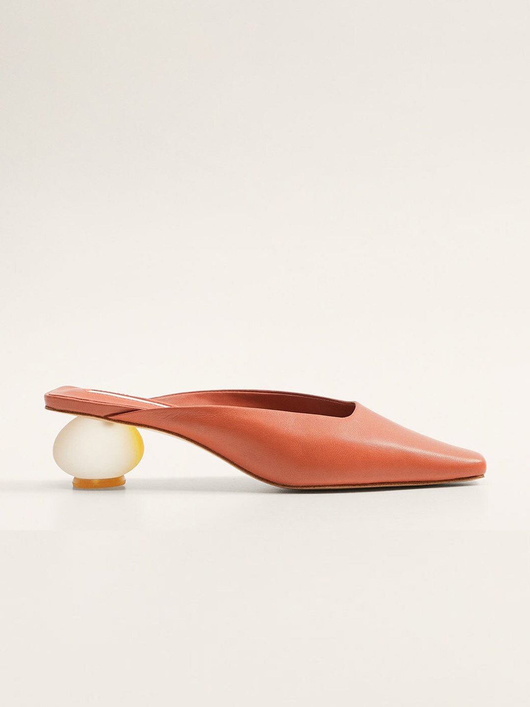 

MANGO Women Rust Orange Leather Solid Pumps
