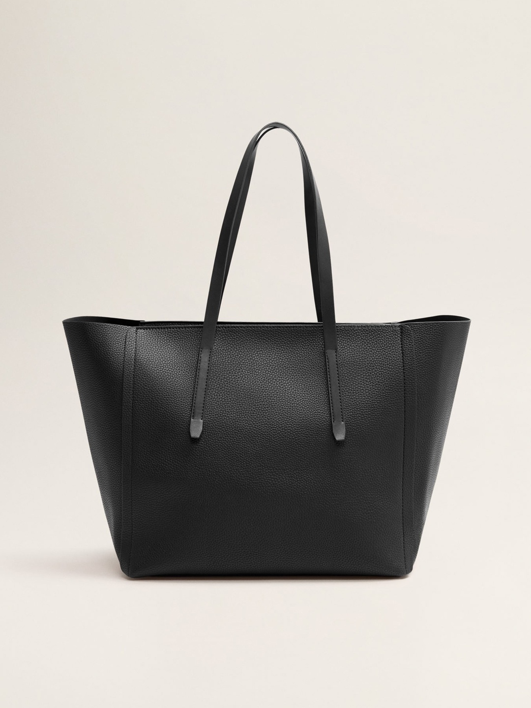 

MANGO Black Solid Tote Bag