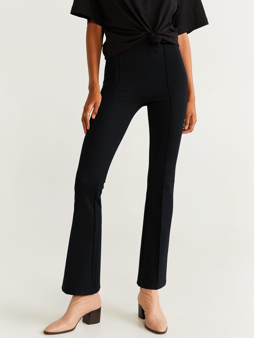 

MANGO Women Black Solid Bootcut Treggings