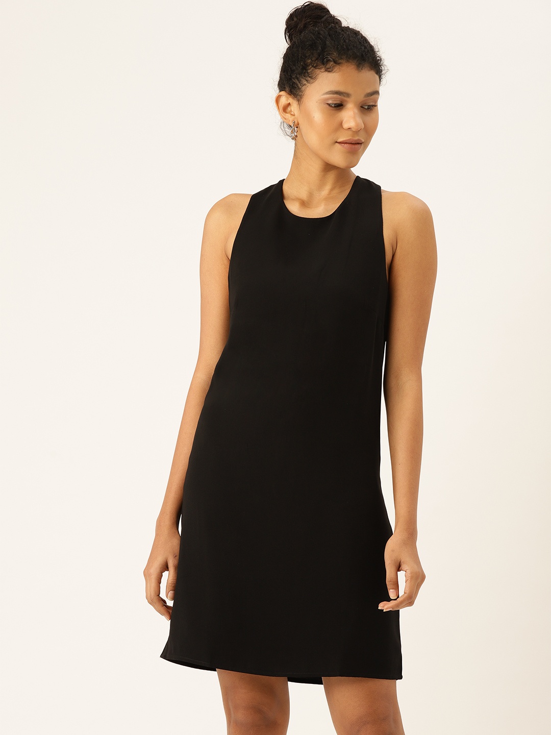 

MANGO Women Black Solid Styled Back Sheath Dress