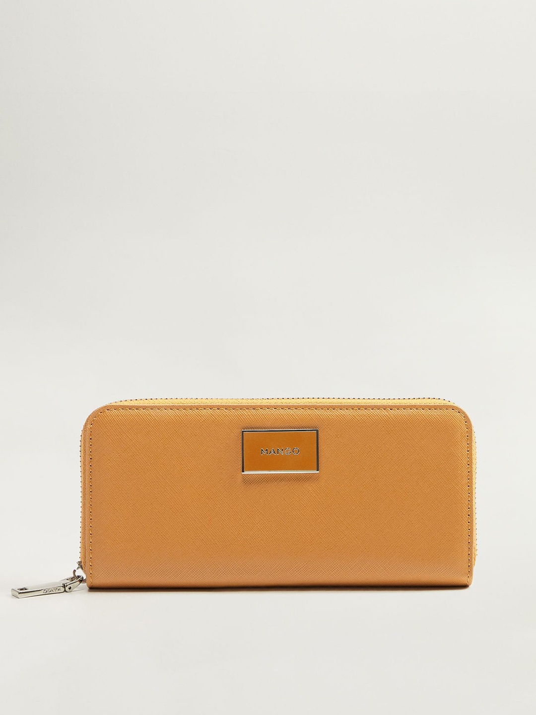 

MANGO Women Mustard Yellow Solid Zip Around Wallet