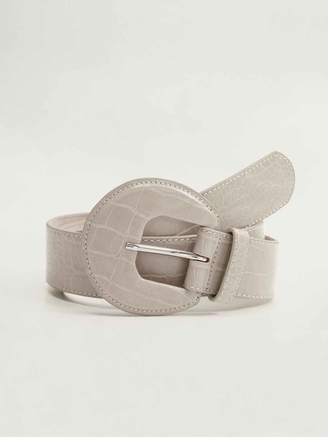 

MANGO Women Taupe Croc Textured Belt