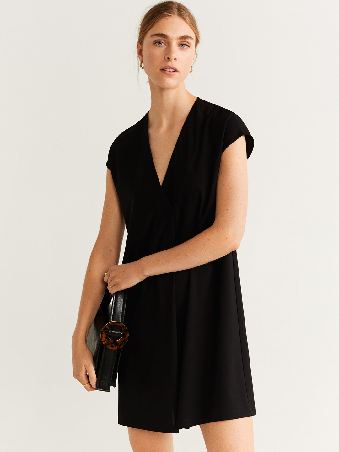 

MANGO Women Black Solid Wrap Dress