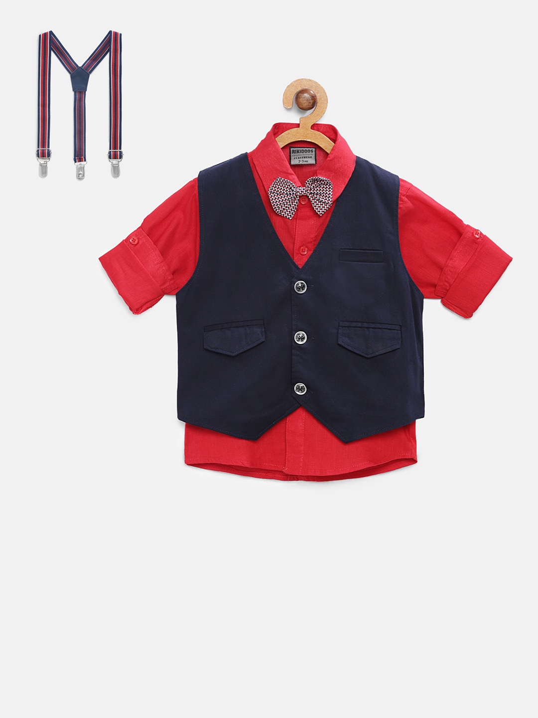 

RIKIDOOS Boys Solid Pure Cotton Waistcoat, Navy blue