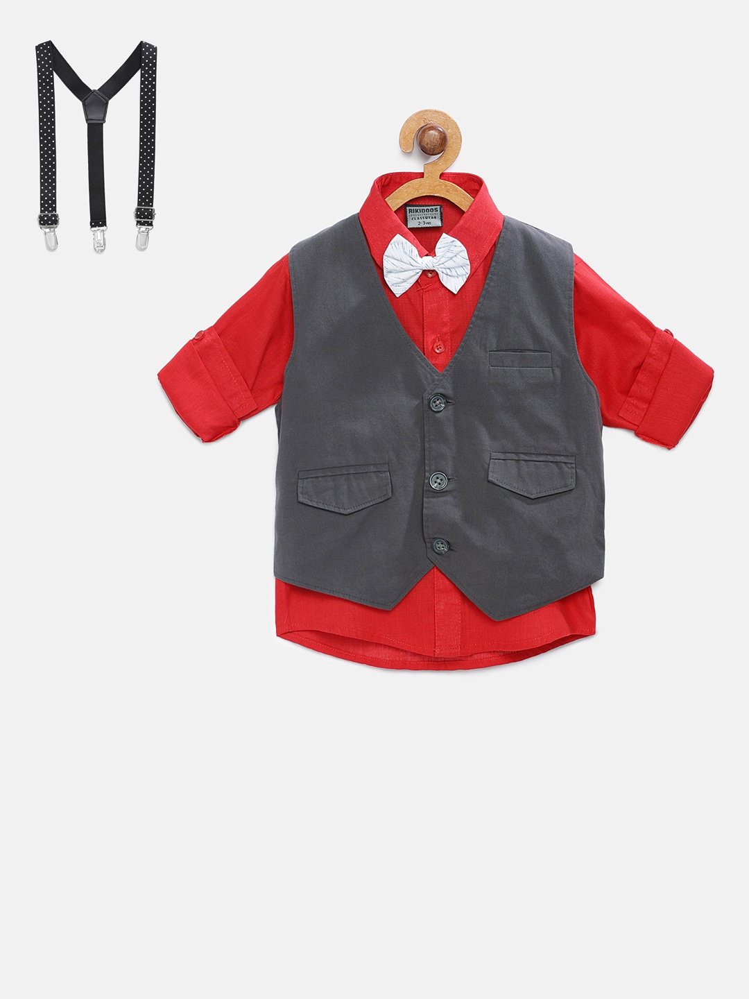 

RIKIDOOS Boys Solid Pure Cotton Waistcoat, Grey