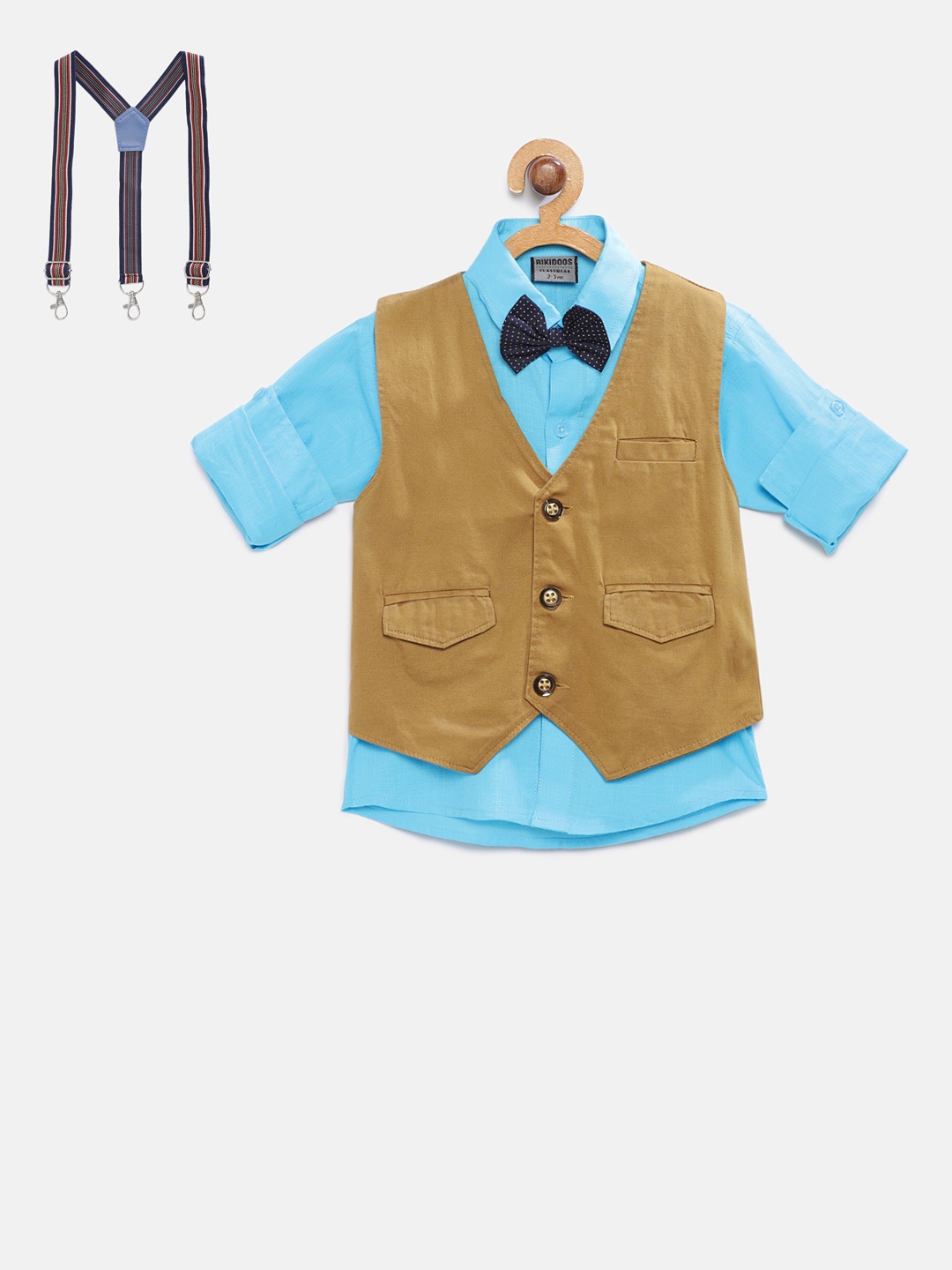 

RIKIDOOS Boys Solid Pure Cotton Waistcoat, Khaki