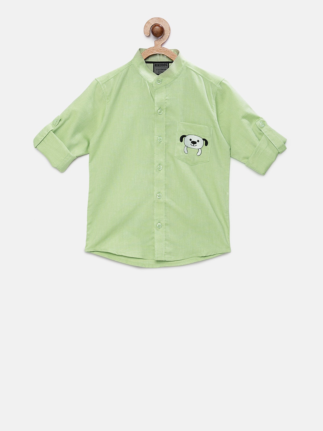 

RIKIDOOS Boys Green Tailored Fit Solid Casual Shirt