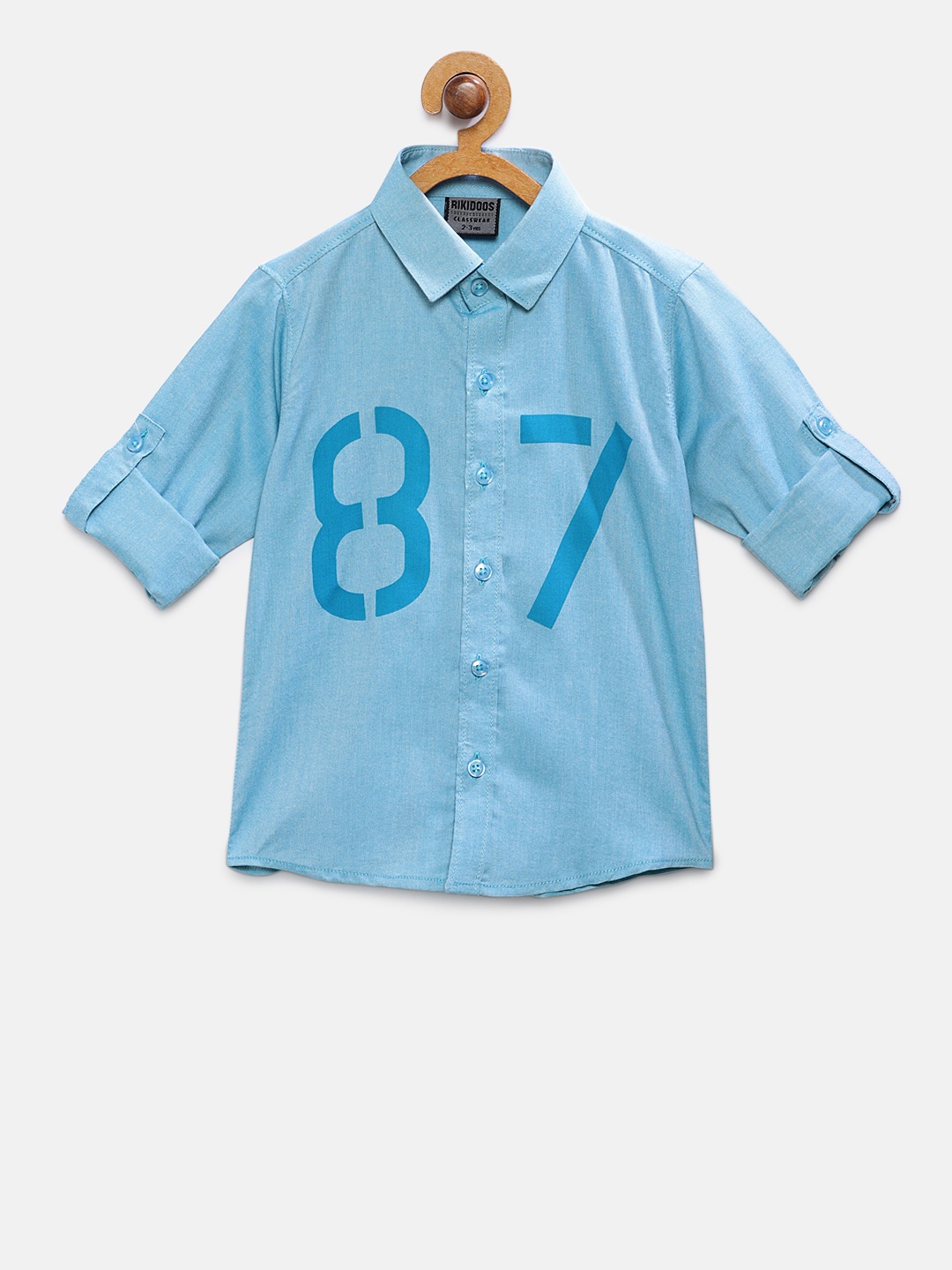 

RIKIDOOS Boys Blue Tailored Fit Printed Casual Shirt