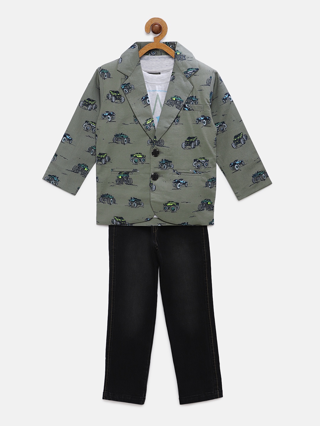 

RIKIDOOS Boys Green & Grey Clothing Set