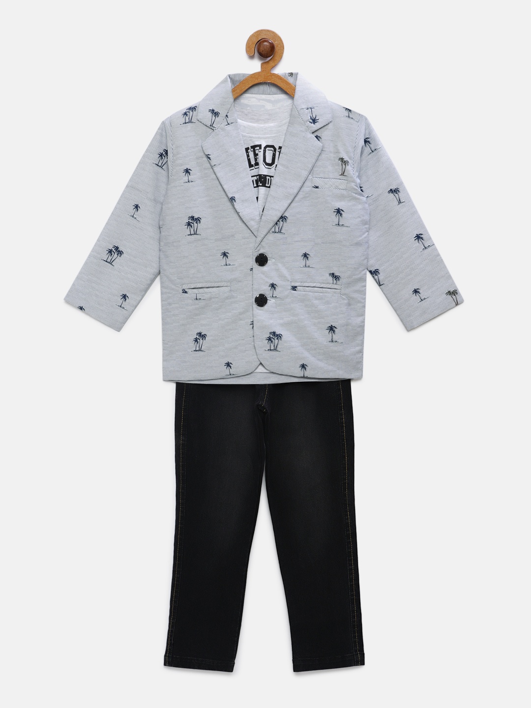 

RIKIDOOS Boys Grey Printed Clothing Set