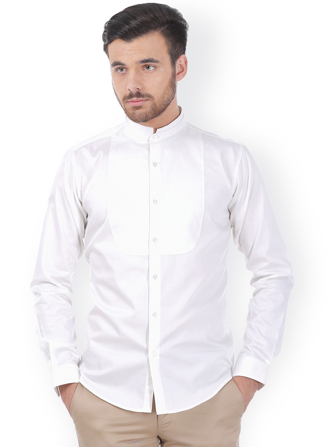 

Basics White Slim Fit Smart Casual Shirt