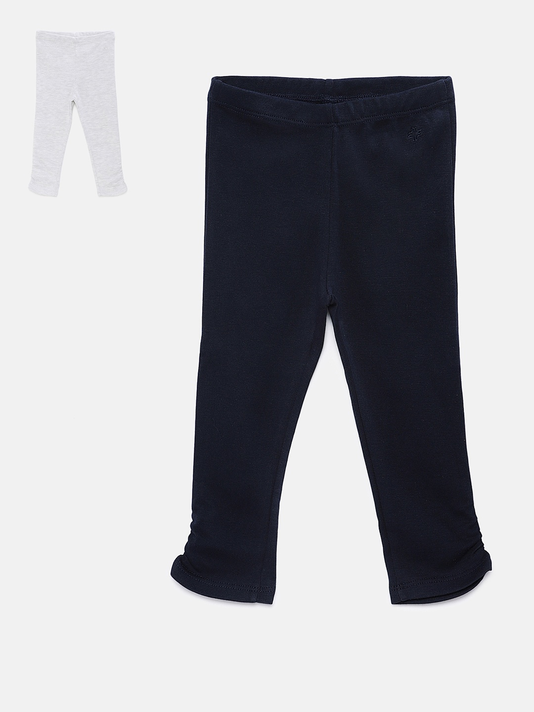 

My Milestones Girls Pack Of 2 Solid Ankle-Length Leggings, Grey melange