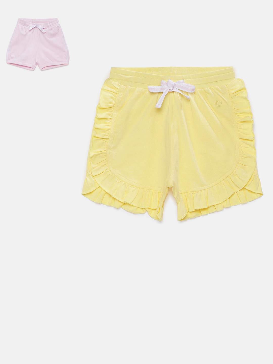 

My Milestones Girls Pack of 2 Regular Fit Regular Shorts, Yellow