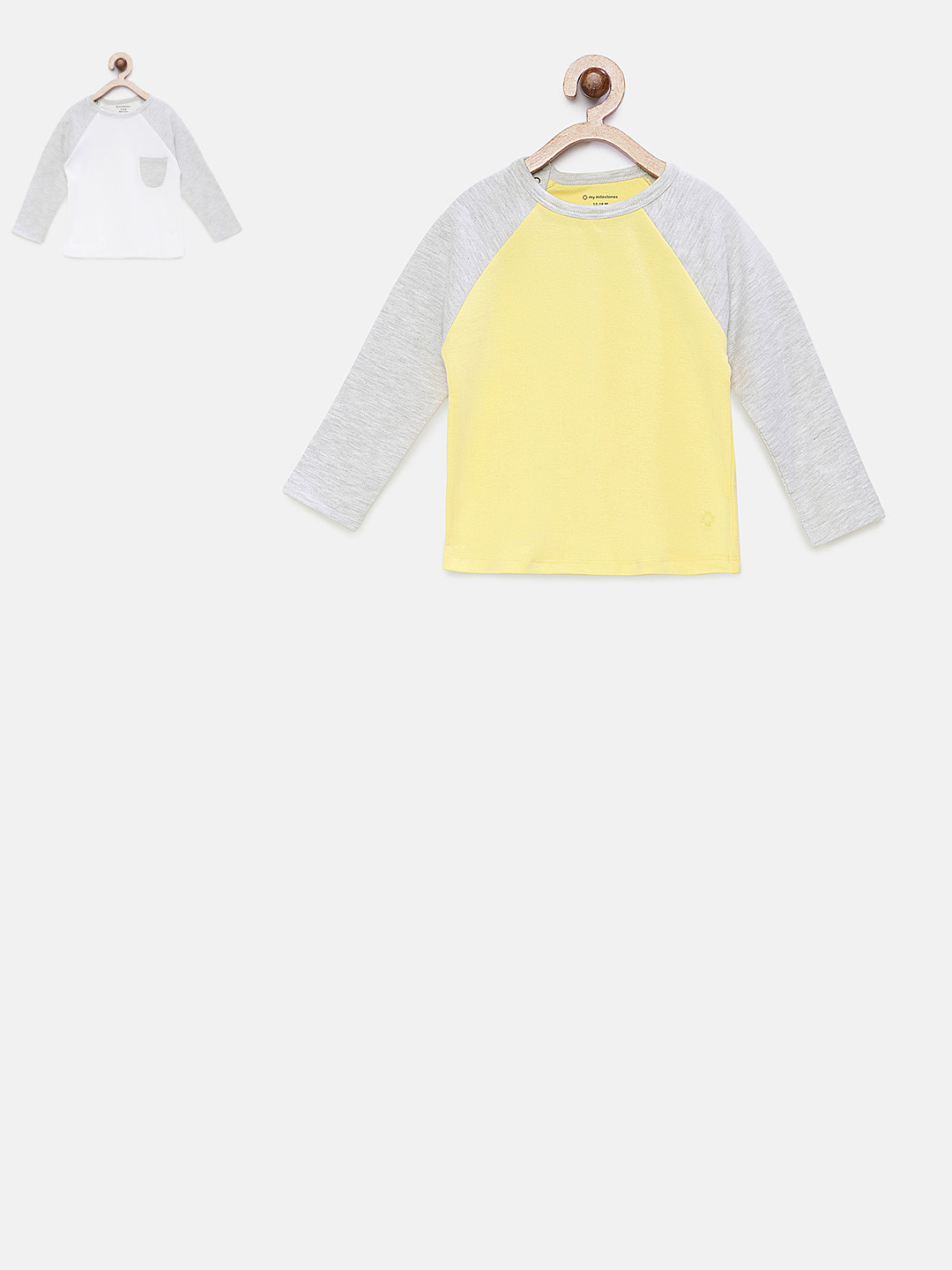 

My Milestones Boys Pack of 2 Round Neck Pure Cotton T-shirt, White