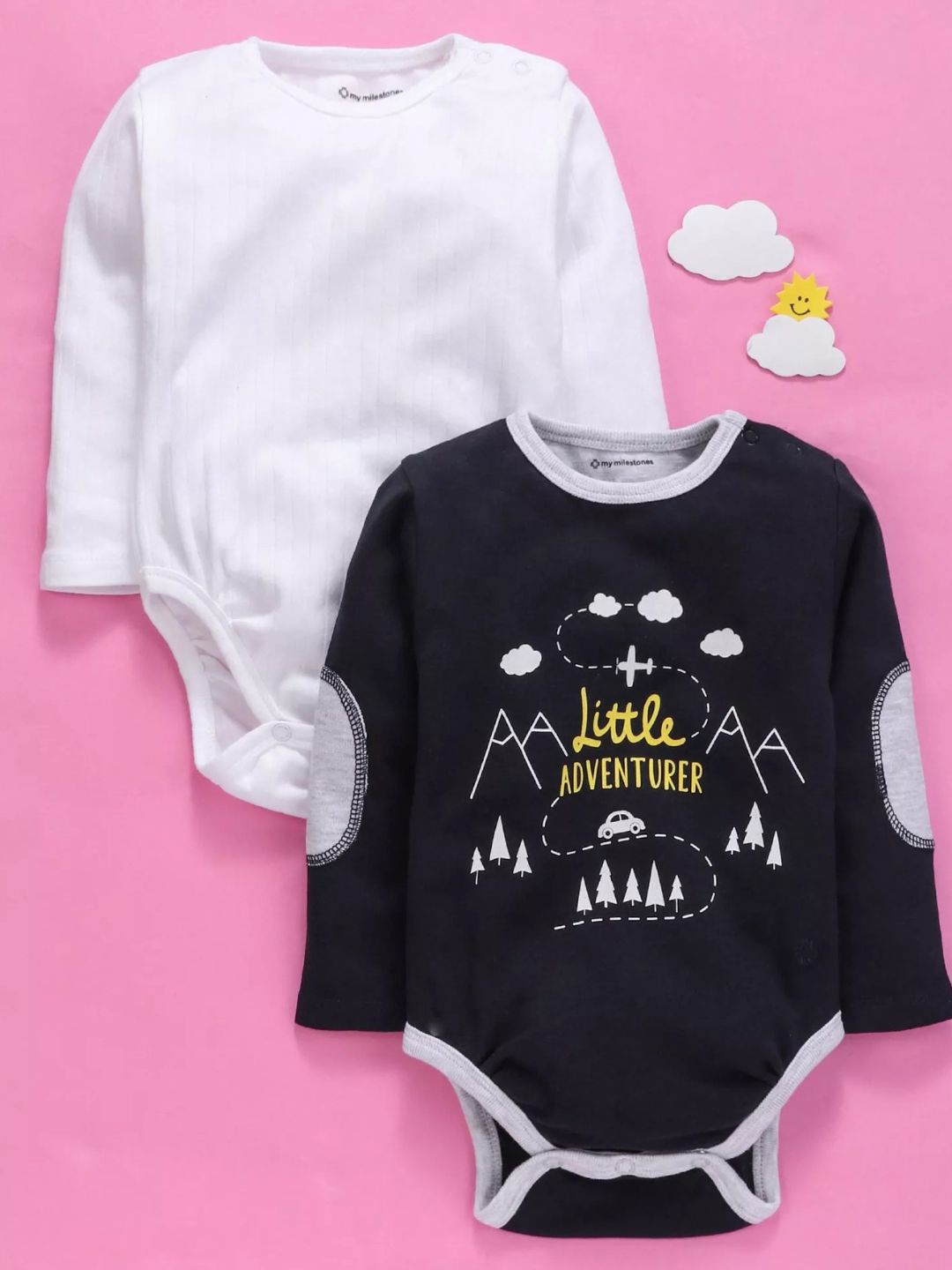 

My Milestones Boys Set of 2 Bodysuits, Navy blue