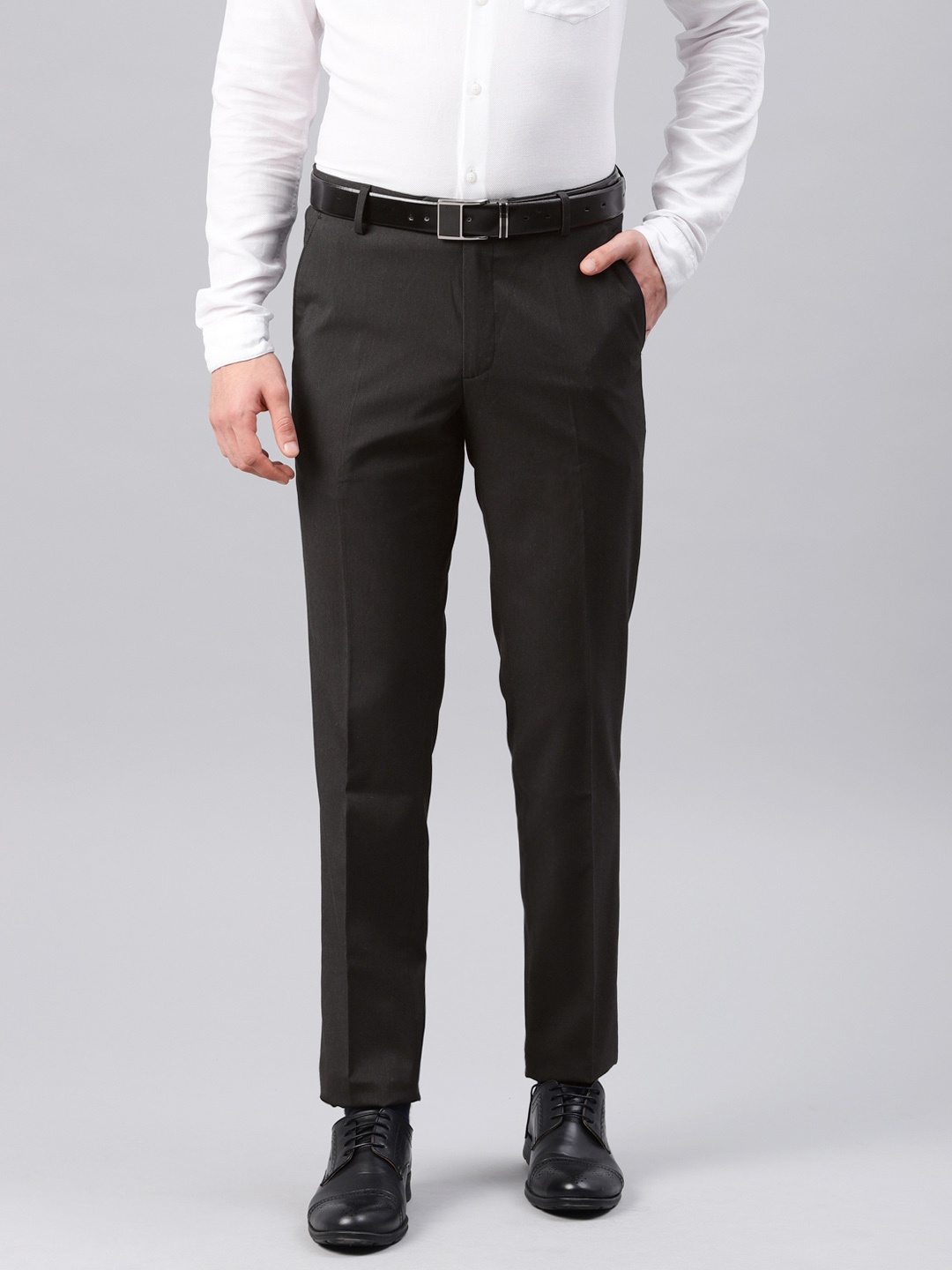 

Peter England Men Black Slim Fit Solid Formal Trousers