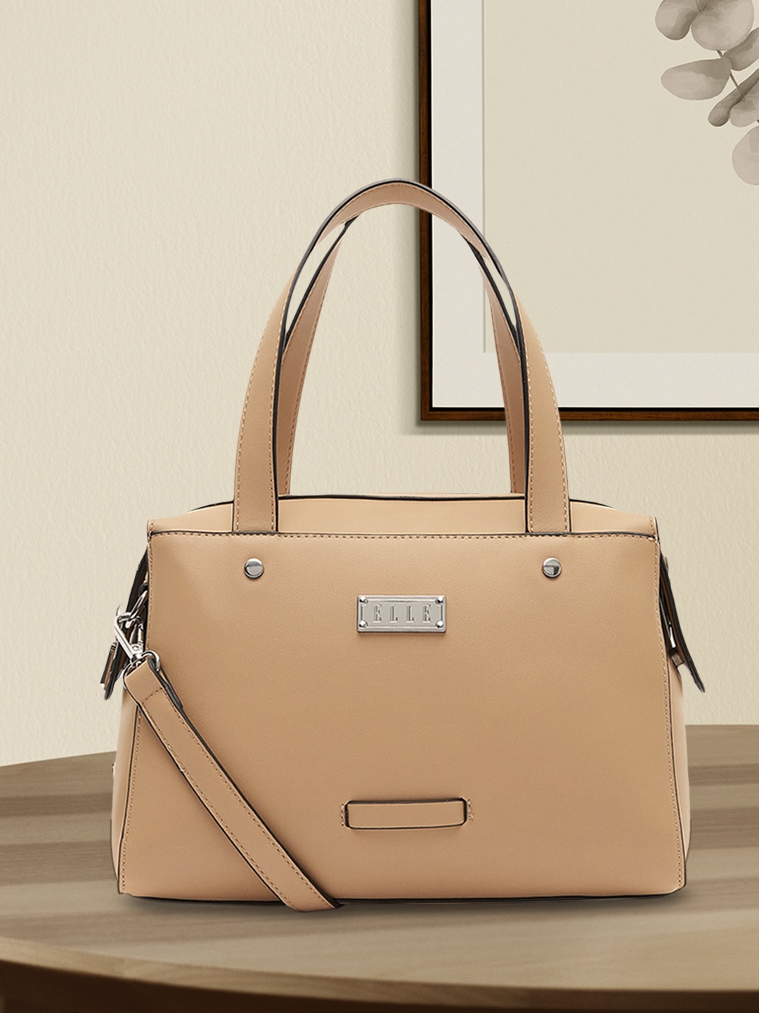 

ELLE Beige Solid Shoulder Bag