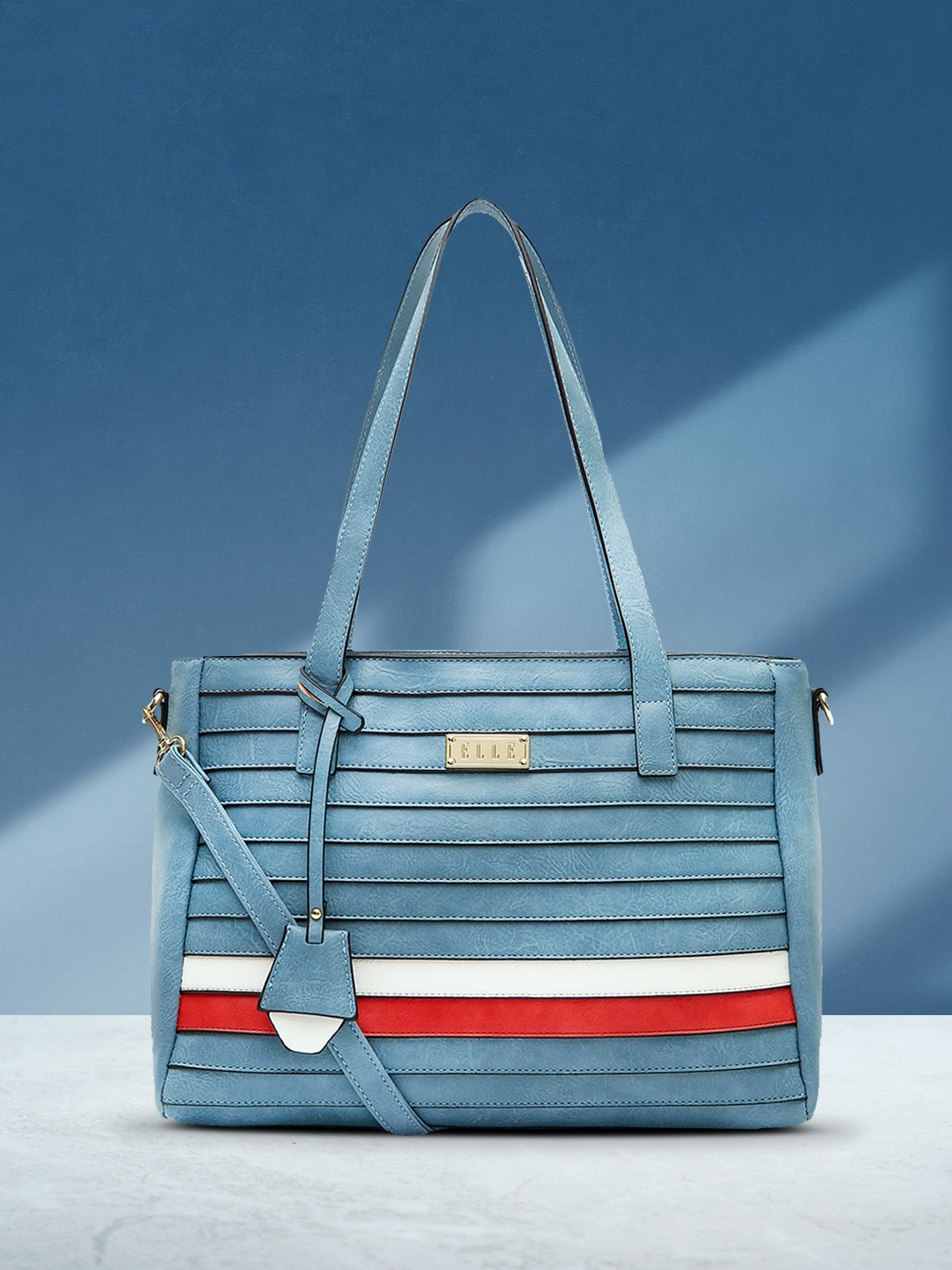 

ELLE Blue Striped Shoulder Bag