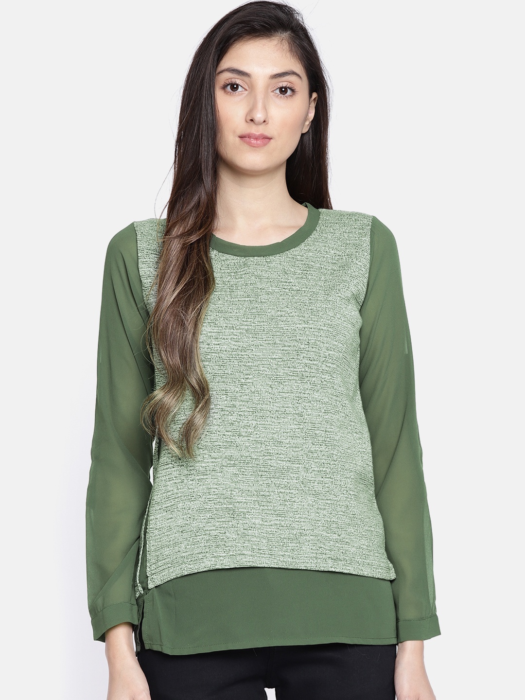 

Wills Lifestyle Green Layered Top