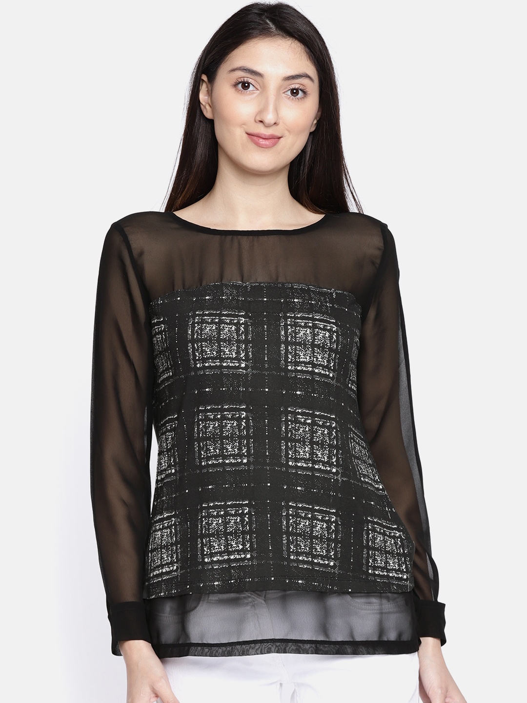 

Wills Lifestyle Women Black Printed Top