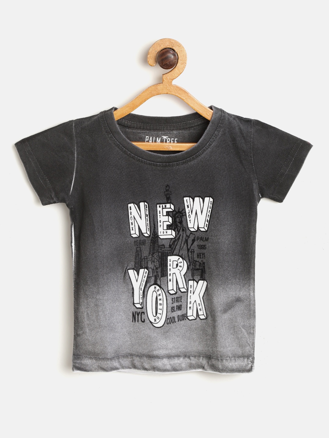 

Palm Tree Boys Charcoal Grey Printed Round Neck T-shirt