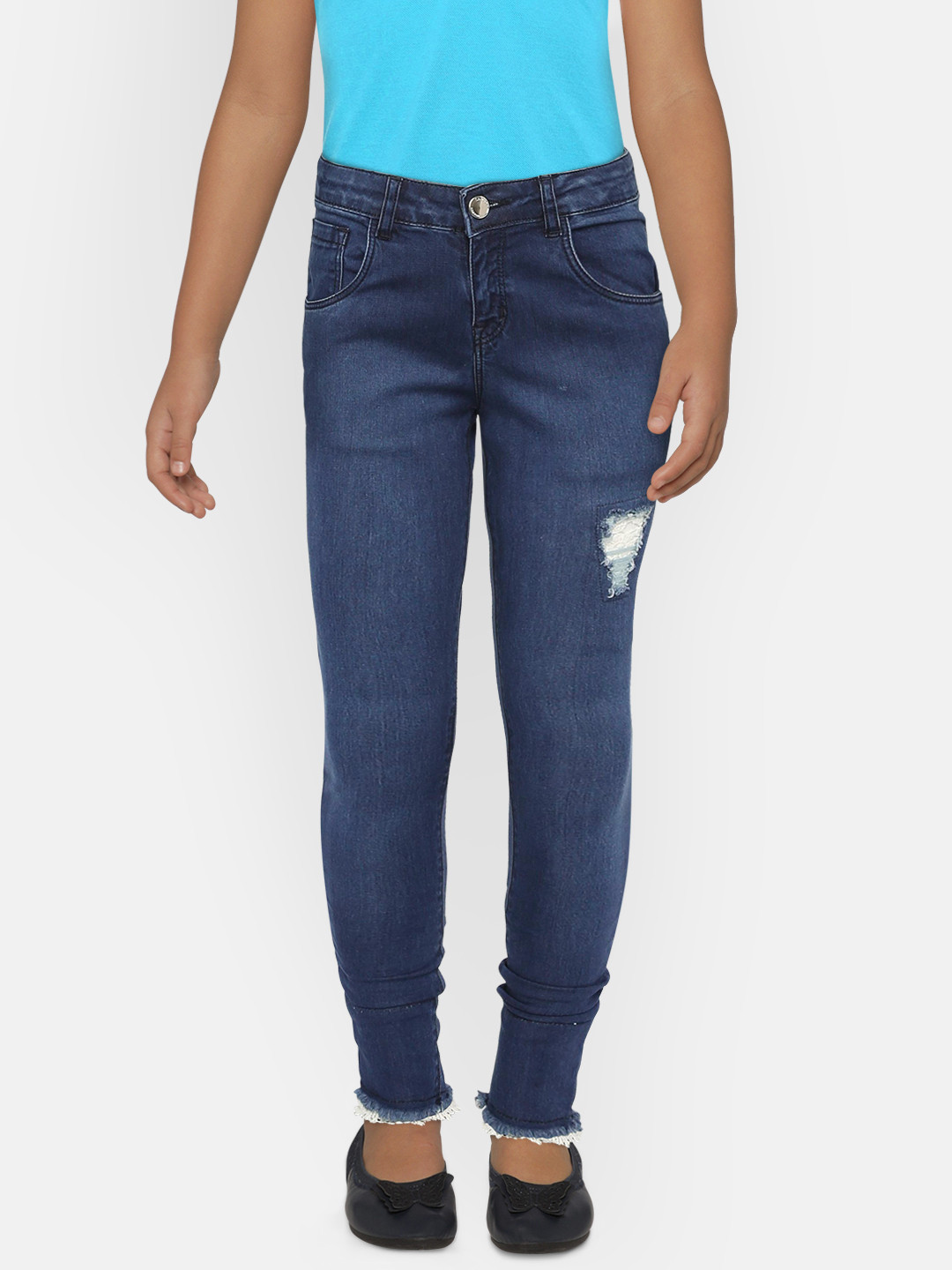 

Gini and Jony Girls Navy Blue Slim Fit Mid-Rise Mildly Distressed Jeans