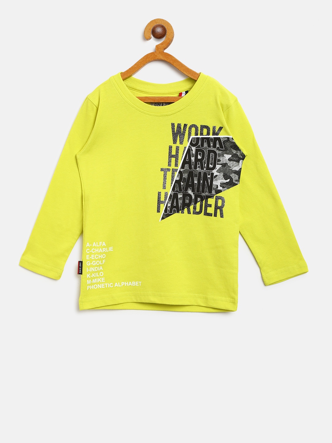 

Gini and Jony Boys Lime Green Printed Round Neck T-shirt