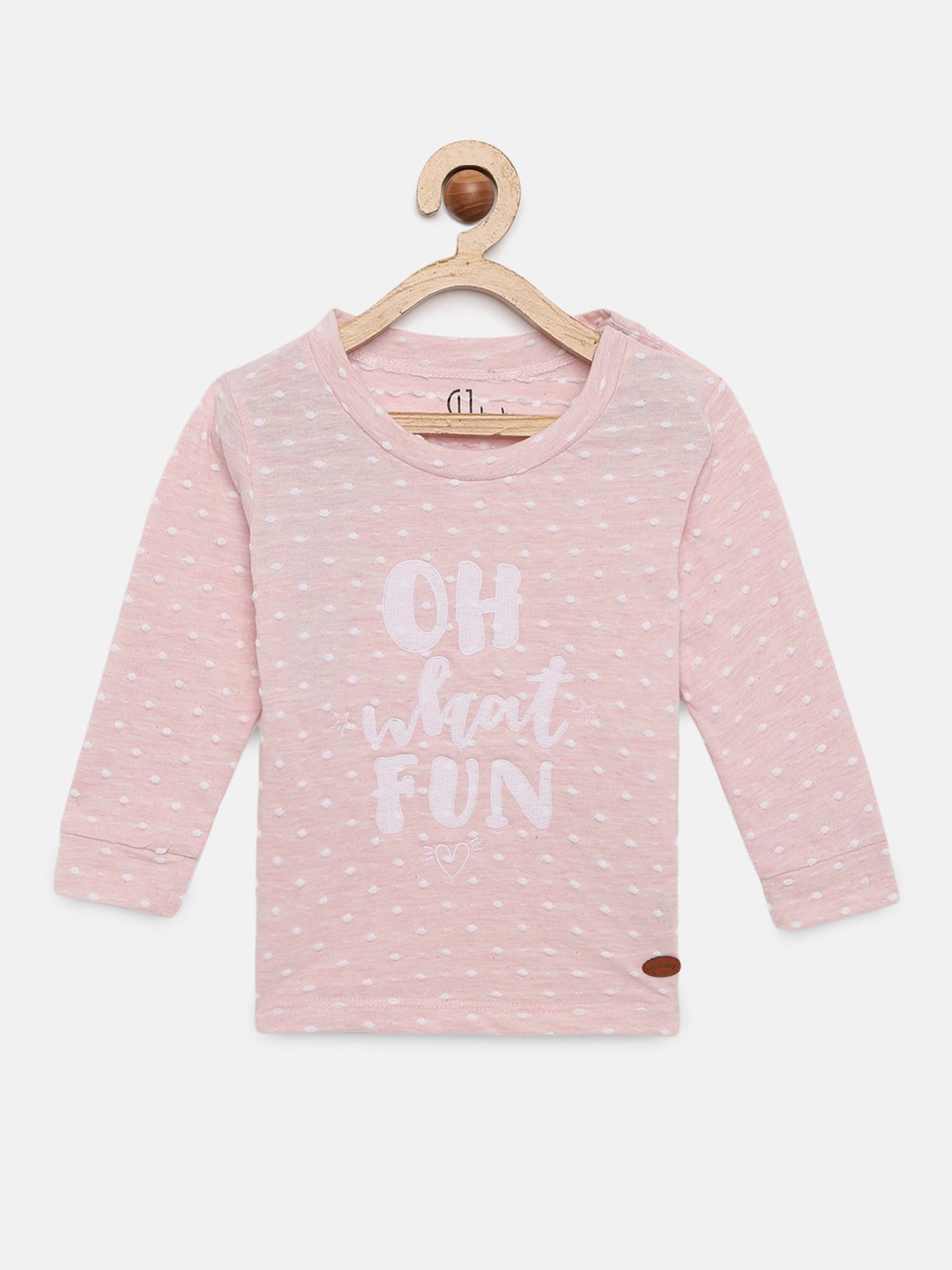 

Gini and Jony Girls Pink Self Design Round Neck T-shirt