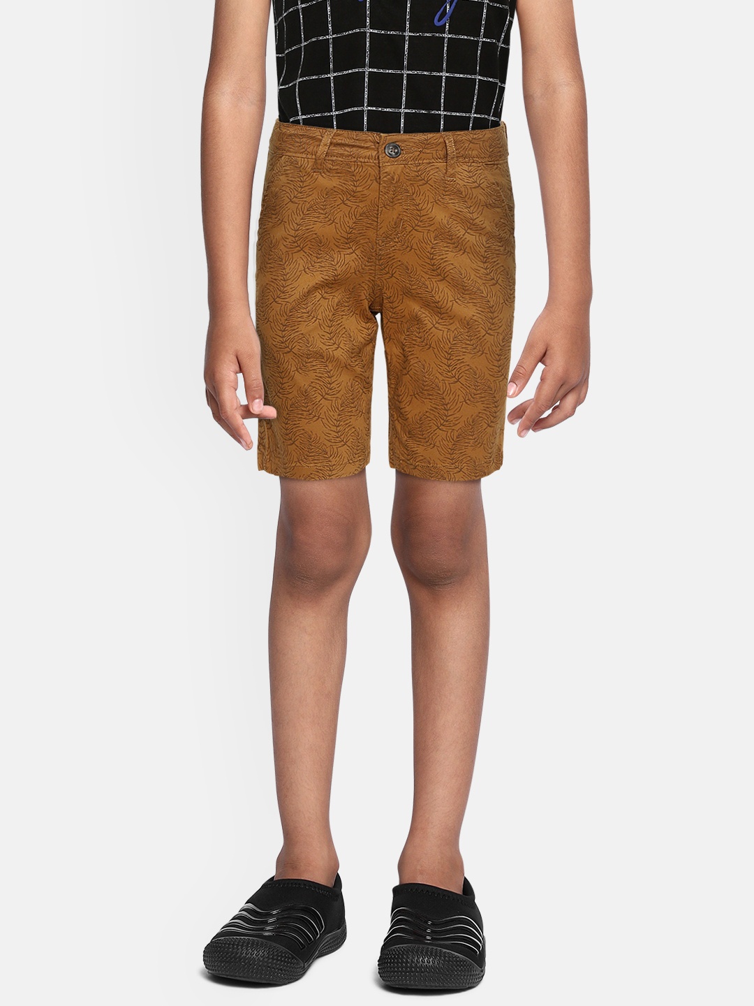 

Gini and Jony Boys Mustard Brown Tropical Printed Regular Fit Shorts