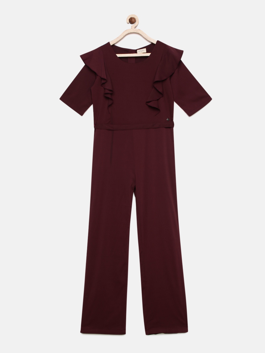 

Gini and Jony Girls Maroon Solid Basic Jumpsuit