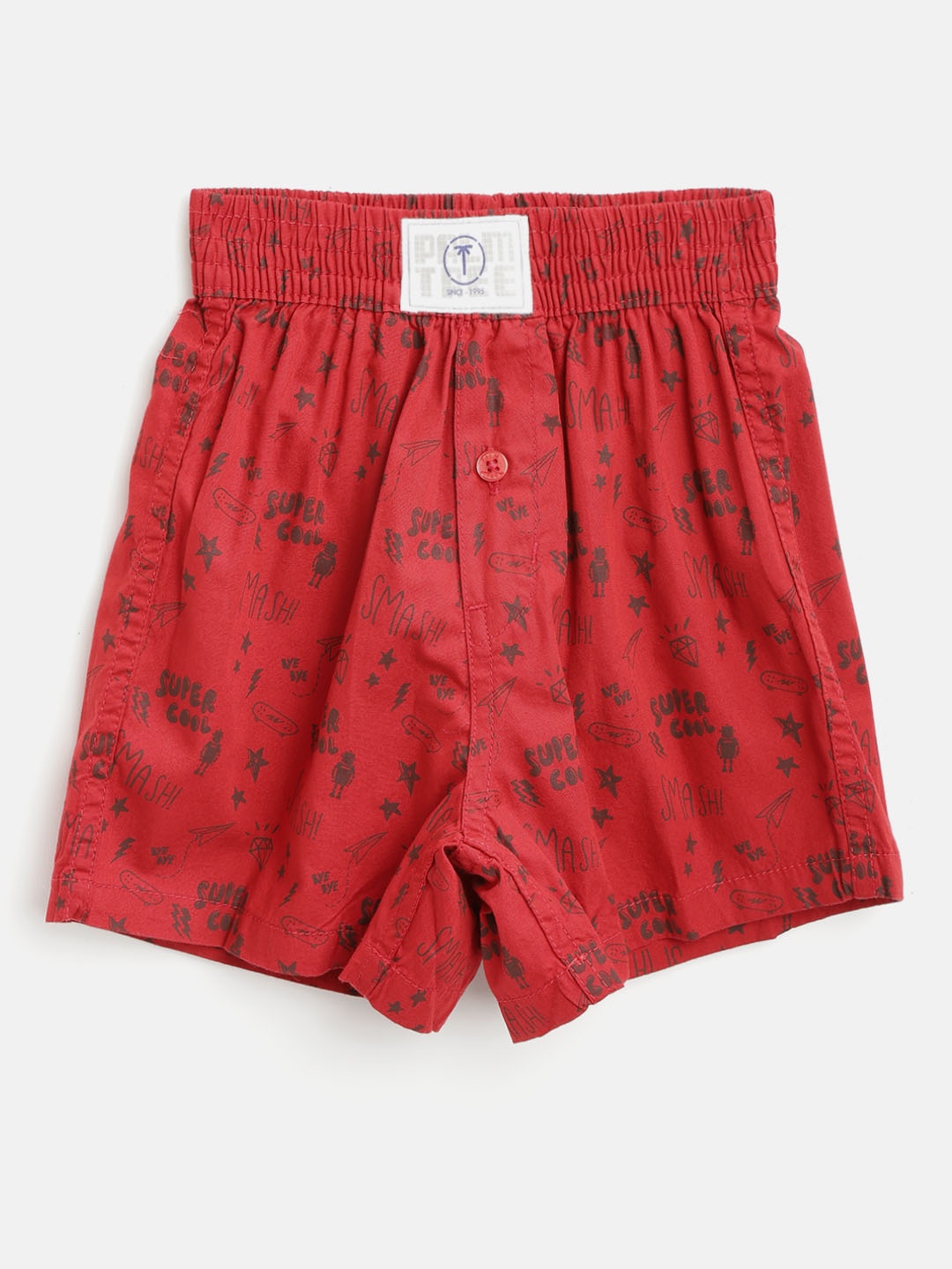 

Palm Tree Boys Red & Coffee Brown Printed Pure Cotton Boxers 131246520591 C458