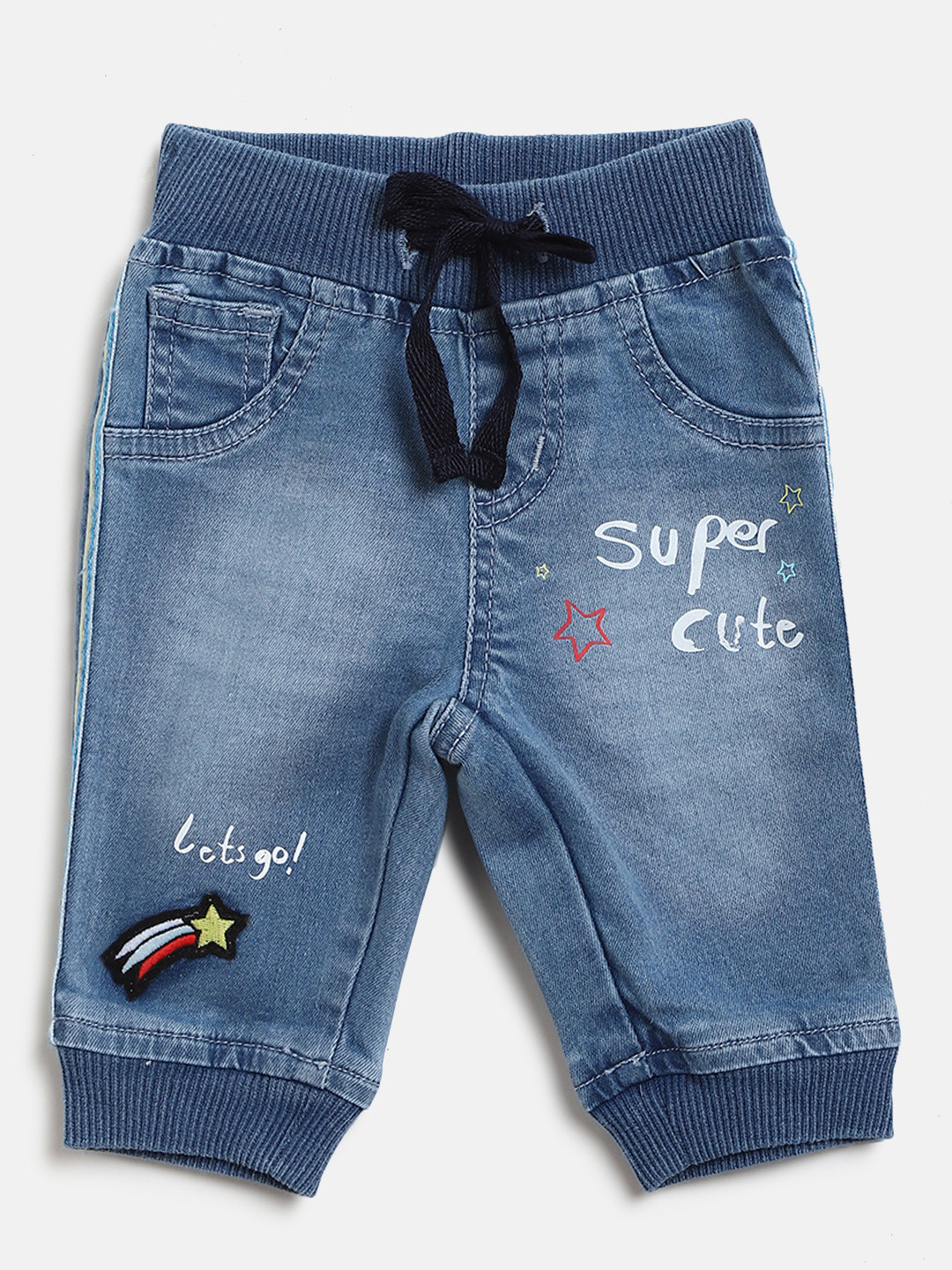 

Gini and Jony Boys Blue Washed Regular Fit Denim Joggers